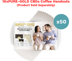 10xPURE-GOLD Coffee/Vanilla Latte w/CBDa Handouts – 50 CT